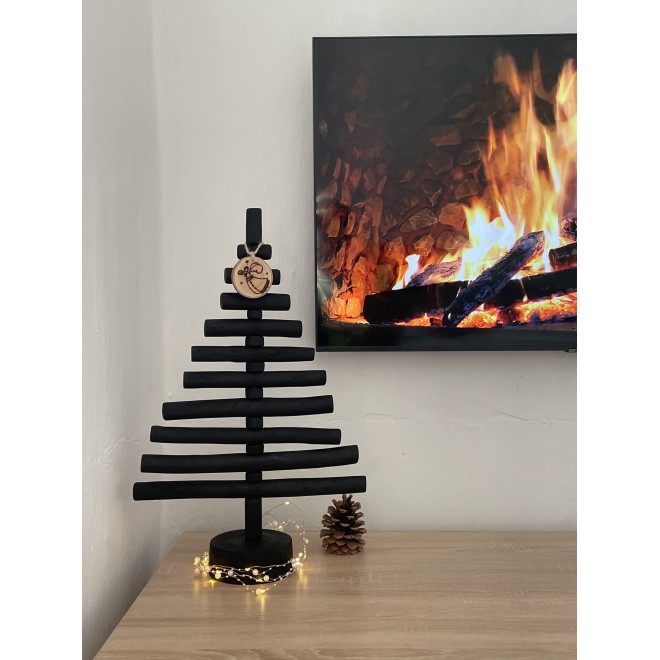 Handmade Black Wood Xmas Tree