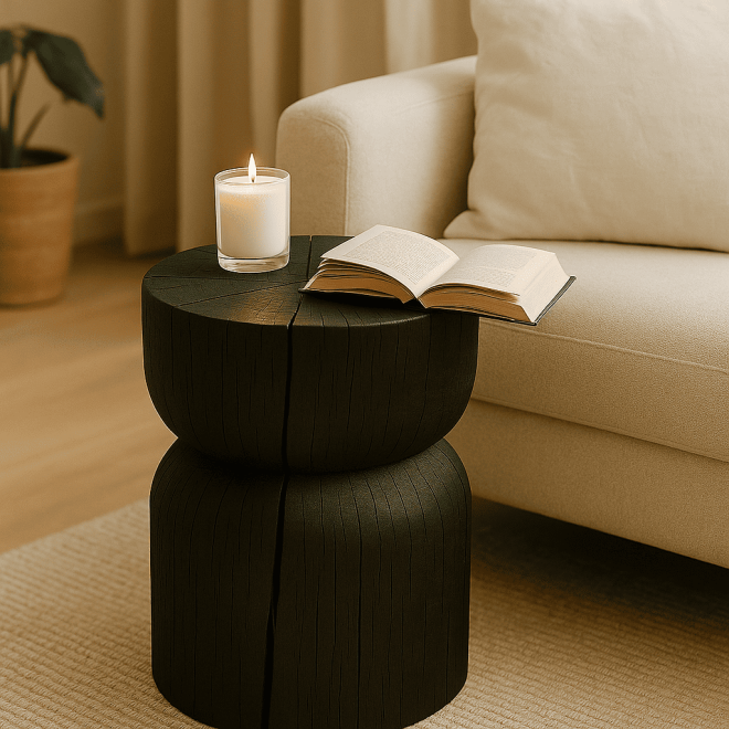 Handmade Black Stump Table