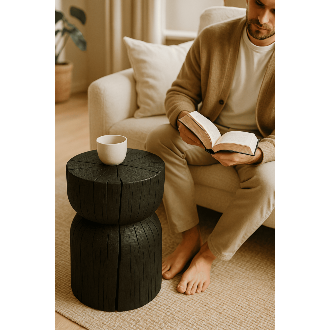 Handmade Black Stump Table