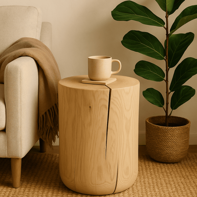 Black Round Ash Wood Mini Table