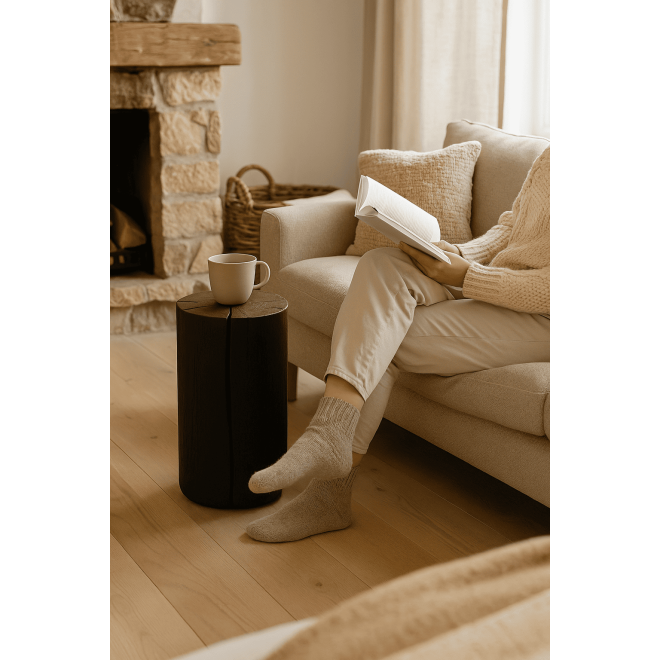 Black Round Ash Wood Mini Table