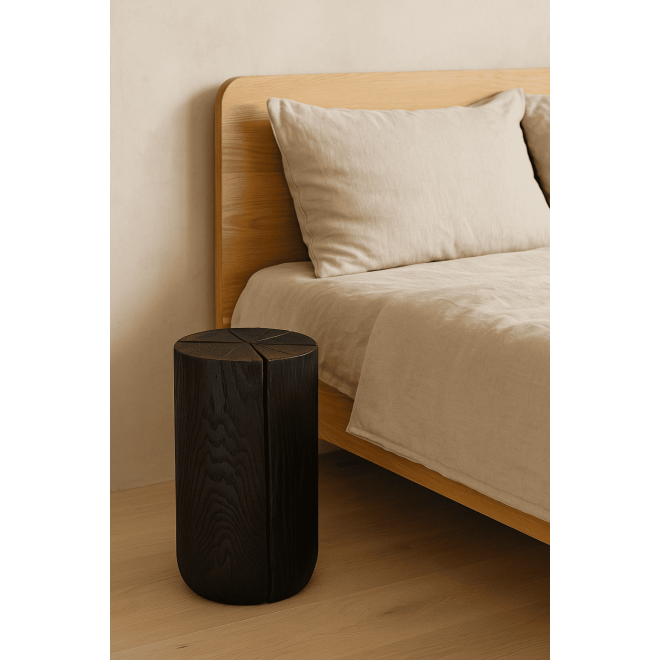 Black Round Ash Wood Mini Table
