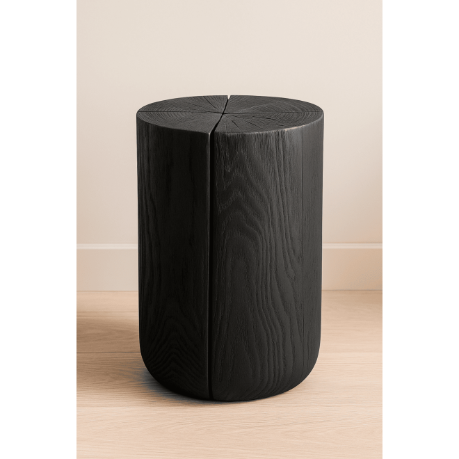 Black Round Ash Wood Mini Table