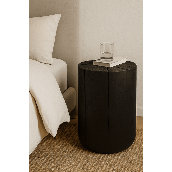 Black Round Ash Wood Mini Table
