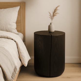 Black Round Ash Wood Mini Table