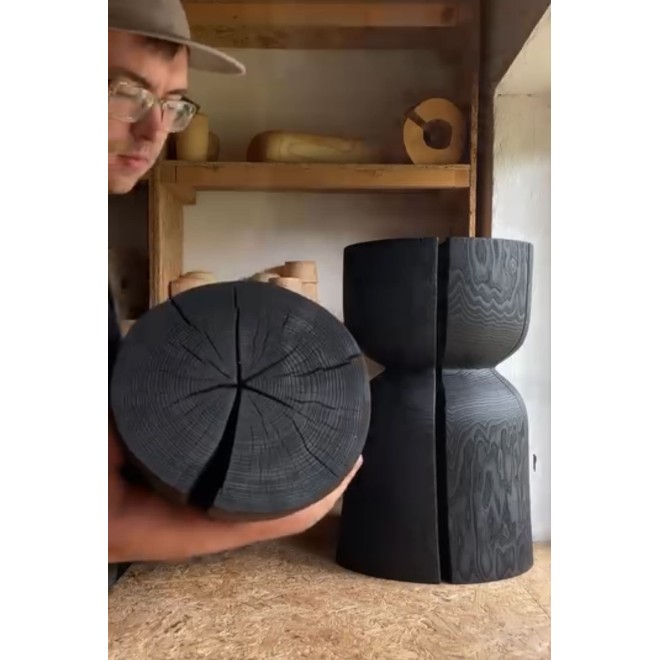 Handmade Black Stump Table