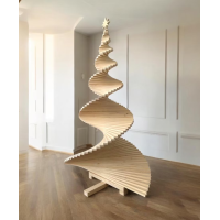 Futuristic Wooden Christmas Tree, Multifunctional Handmade Xmas Tree